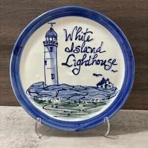 Vintage 2003 NH Isles of Shoals White Island Lighthouse Great Bay Pottery Plate